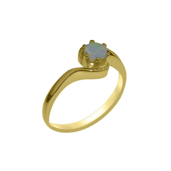 LBG British Made 9k Yellow Gold Natural Opal Womens Engagement Ring - 33 size options - Size 7.75