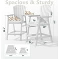 thumbnail image 2 of PASAMIC Tall Adirondack Chair Set of 2, All-Weather HDPE Outdoor Chairs with Removable Double Trays, Bar Height Adirondack Chairs for Balcony, Deck, Patio, Backyard, White, 2 of 7