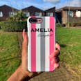 thumbnail image 2 of Personalised Pink x Grey Stripe iPhone 7 Plus Case, iPhone 14, 2 of 5