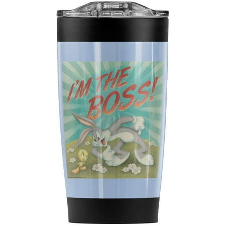 

Looney Tunes Bugs Bunny I M The Boss Stainless Steel Tumbler 20 oz Coffee Travel Mug/Cup Vacuum Insulated & Double Wall with Leakproof Sliding Lid | Great for Hot Drinks and Cold Beverages
