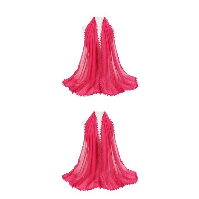 Guardurnaity Bufanda de empalme de bolas de lana Transpirable Pañuelo de moda Silenciador de diseño aerodinámico amigable con la piel para Four 8rosa roja 2piezas