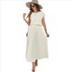 thumbnail image 2 of Conjunto de Falda de Verano para Mujer, 2 Piezas, Top de Corta, Cintura Elástica, Vestido con Bolsillos, Color Cremoso M, 2 of 9