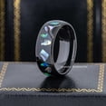 thumbnail image 2 of 8mm Mens Black Tungsten Wedding Band, Opal & Abalone Inlay, Dome Engagement Ring - TN979WAs9, 2 of 4
