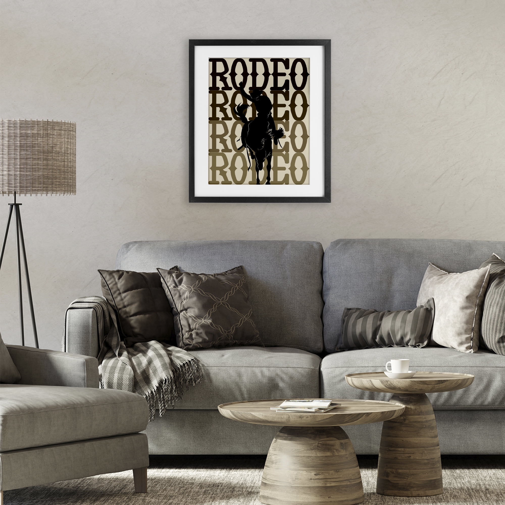 Stupell Industries Rodeo Gradient Cowboy Black Framed Print Under Glass, design by CAD Designs