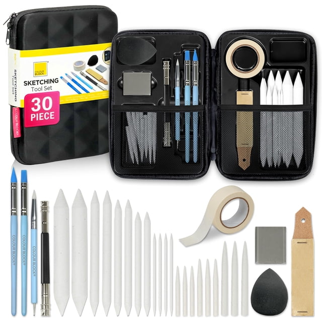 Set de herramientas para dibujo COLOUR BLOCK de 30 piezas con pasteles suaves y más