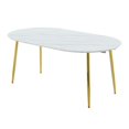 thumbnail image 3 of Tcbosik 39.3"-70.8" Expandable Dining Table with Faux Marble Top, Dinner Table with Metal Legs for 6-8 Person, Modern Kitchen Table for Living Room, White Marble & Gold, 3 of 6