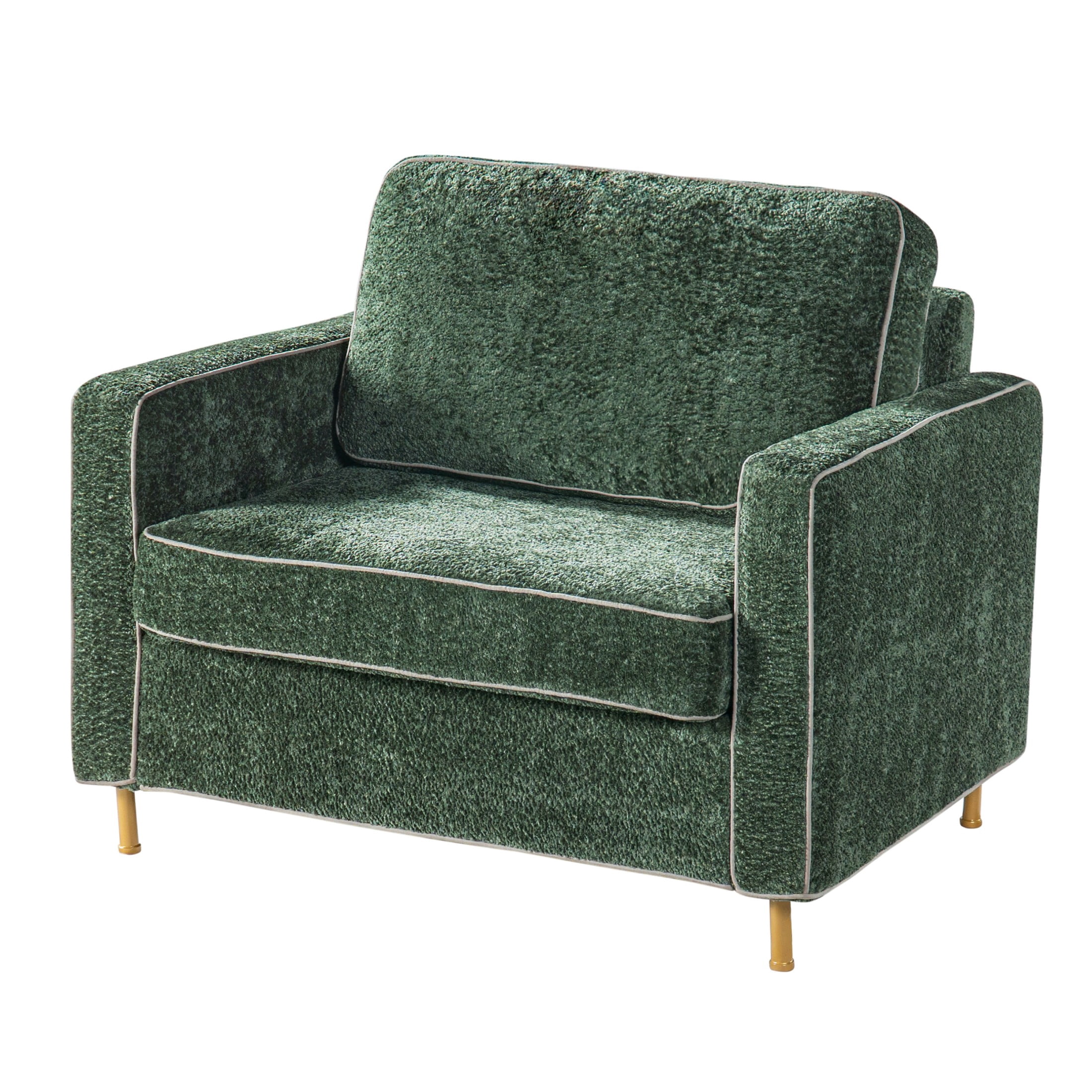 Christopher Knight Home Modern Chenille Upholstered Single Sofa with Square Arms, Pillow Back, Green