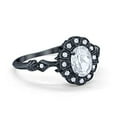 thumbnail image 2 of Oval Art Deco Bridal Ring Black Tone Morganite CZ 925 Sterling Silver Size 11, 2 of 3