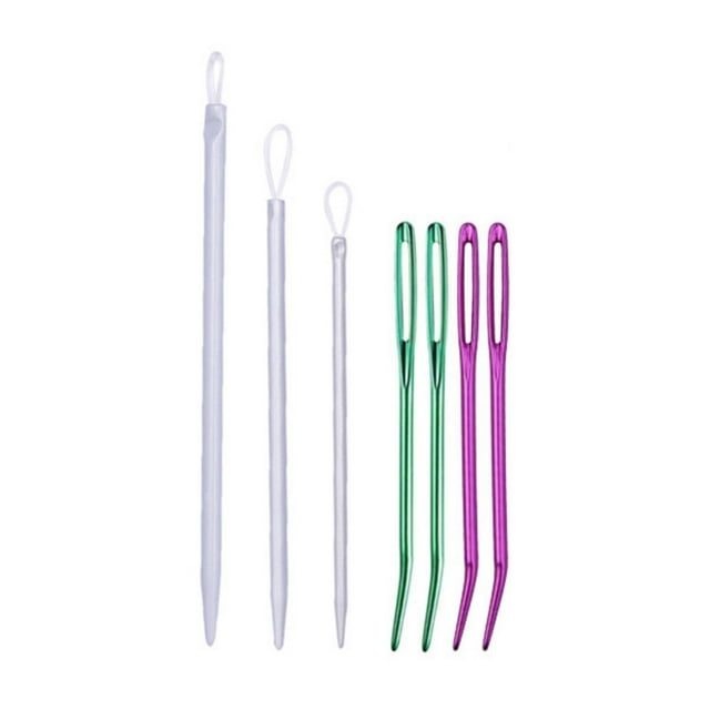 JJKBVCLO Sewing Needles Colorful Aluminium Large Eye Bent Tip Tapestry Needle Wool Knitting Needle Yarn Threader Eye Blunt Darning Needles For Hand Sewing Work Craft Embroidery