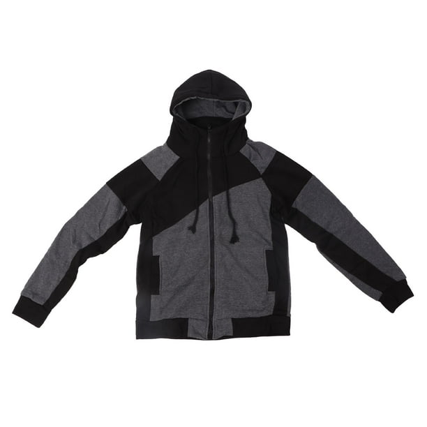 Cárdigan con cremallera y capucha para hombre, con personalidad, de color a juego, de doble capa, con cremallera, ajustado, color negro, talla M