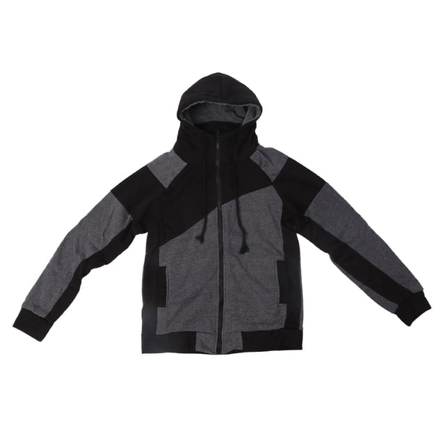 Cárdigan con cremallera y capucha para hombre, con personalidad, de color a juego, de doble capa, con cremallera, ajustado, color negro, talla M