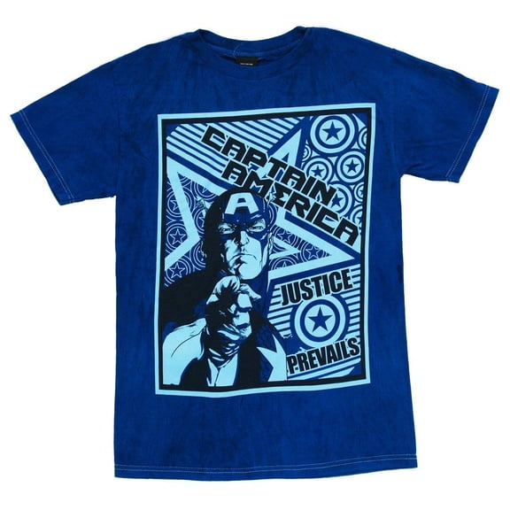 Captain America (Marvel) Mens T-Shirt -Justice Prevails Poster Style Image (2X-Large)