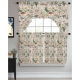 thumbnail image 3 of Pastoral Botanical Swag Valance and Tier Curtains 24'' Length Set, Vintage Mushroom Spring Summer Flowers Light Filtering Kitchen Curtains, Tier Curtain Valances for Bathroom/Living Room/Bedroom/Café, 3 of 6