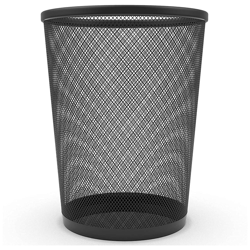 PU Leather Trash Can,Retro Wastebasket Waterproof Large Round Without Cover Bedroom Office Waste Paper Bin-A