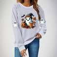thumbnail image 2 of Aboser Womens Sweatshirt Funny Spooky Graphic Shirts Cozy Long Sleeve Pullover Casual Crew Neck Sweatshirts Y2k Tops Gray XL, 2 of 5
