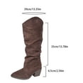 thumbnail image 4 of Juebong Women's Fold Over Boots Slouchy Wide Calf Round Toe Boots Chunky Stacked Riding Biker Boots Retro Mid Calf Boots Brown,38, 4 of 7