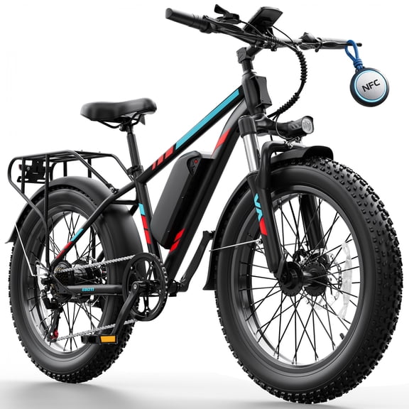 Pro 26" 4.0 Fat Tire Electric Bike,750W E-Mountain Bicycle with NFC for Adult, 28MPH 48V 15Ah Removable Battery,7-Speed Ebike UL2849(Blue)