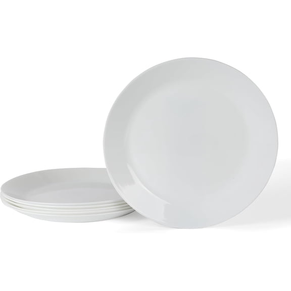 Opalton 6-Piece 10-Inch Dinner Plates – Chip and Break Resistant Opal Glass Plates, Durable and Lightweight Dinnerware Set for Everyday Use