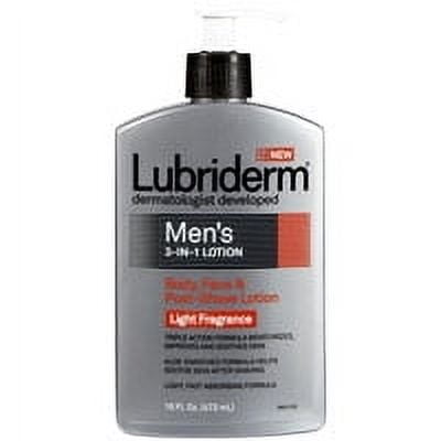 Lubriderm Mens 3 In 1 Body, Face And Post Shave Lotion, Light Fragrance - 16 Oz, 6 Pack