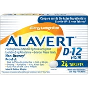 Alavert (24 Count) D-12 Hour Allergy & Congestion Extended Release Tablets