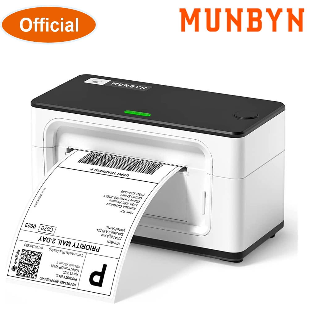 MUNBYN Thermal Label Printer with USB, 4x6 Shipping Label Printer for Home Shipping Small Business, Black & White