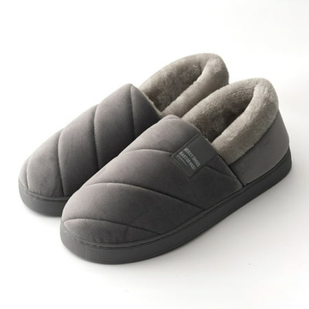 

〖Yilirongyumm〗 Dark Gray 37 Slippers For Women Couples Women Slip On Furry Plush Flat Home Winter Round Toe Keep Warm Solid Color Slippers Shoes