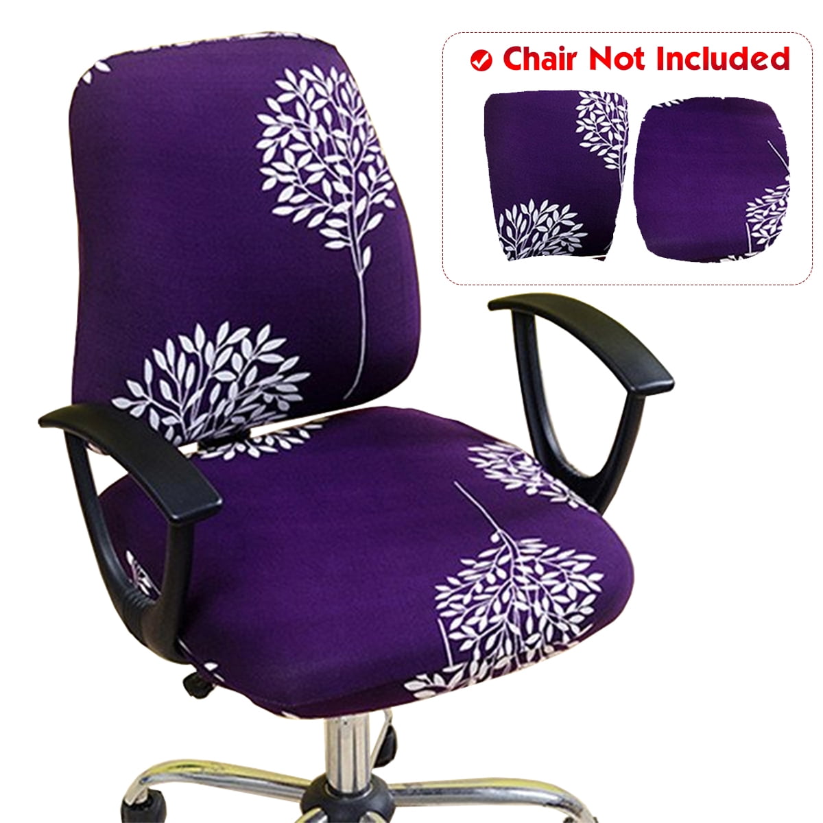 Spandex Elastic Office Chair Slip Cover Protector Rotating Chair Seat Purple 