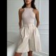 thumbnail image 4 of Pantalones Cortos Informales de Cintura Elástica y Pierna para Mujer, de Verano, Elegantes, de Trabajo, con Bolsillos Albaricoque L, 4 of 7