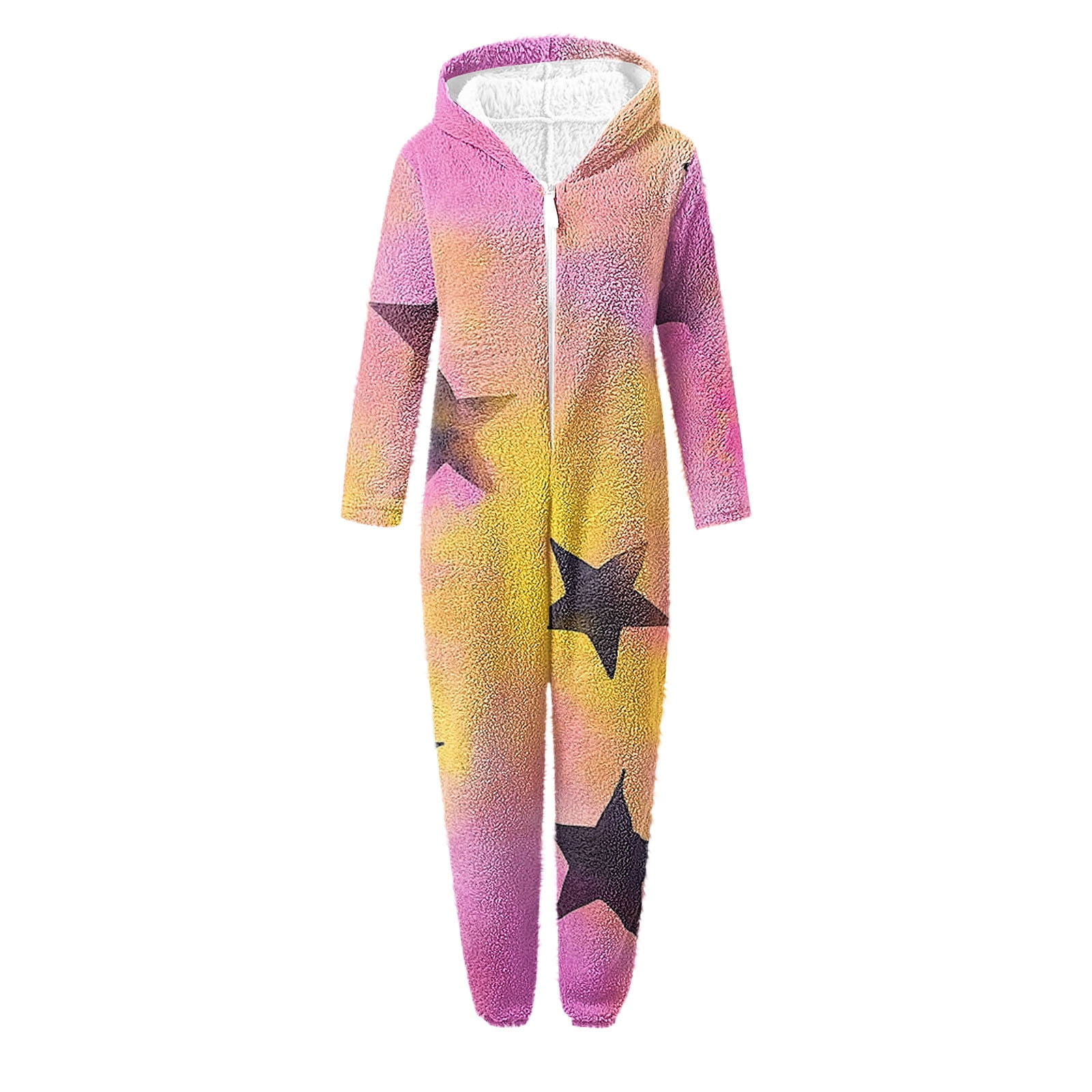 Aofany Girls Onesies Pajamas Fleece Zip Up Jumpsuits Fuzzy Sherpa One Piece Loungewear Sleepwear Kids Hooded Rompers Costume Winter Clothes for 5-15 Years