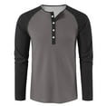 thumbnail image 5 of Hearthz Waffle Henley Long Sleeve Shirts for Men Color Block Crewneck Raglan Sleeve Fall Pullover Shirts for Men Henley Button Up Sweatshirts for Men, 5 of 8