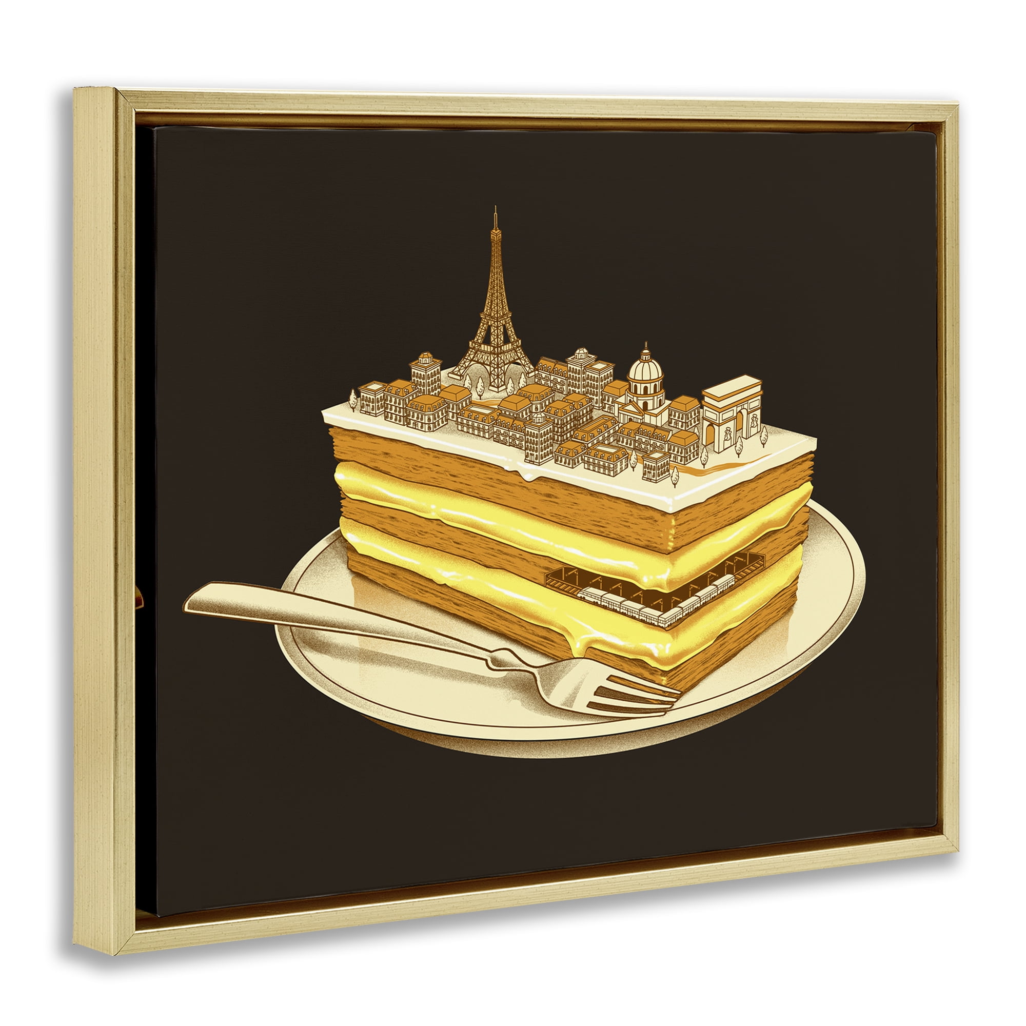 Stupell Industries Hungry For Travels Paris Gold Framed Floater Canvas Wall Art, design by Tobe Fonseca