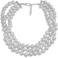 thumbnail image 2 of Collier Ras du Cou Noué à la Main 3 Rangées Grand Gris Rose Blanc Simulé Perle pour Femmes Adolescentes Bal Mariage, 2 of 5