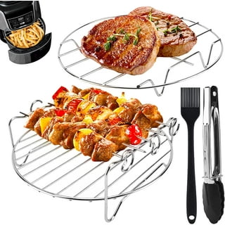 Thren Air Fryer Rack for Ninja Air Fryer Multi-Layer Double Basket Air Fryer Kitchen Accessories for Oven Microwave Baking Roasting, Size: 7.41×5.07×