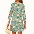 thumbnail image 4 of WTOBBY Women's Floral Print Button Down V-Neck 3/4 Sleeve Midi Dress, Casual Sundress with Pockets for Summer Vacation Essentials,Army Green L, 4 of 6