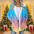 thumbnail image 2 of Sherpa Fleece Coat for Women Warm Shaggy Faux Shearling Hooded Cardigan Jacket with Pockets Christmas Winter Clothes (XL, Sky Blue-Gradient), 2 of 5