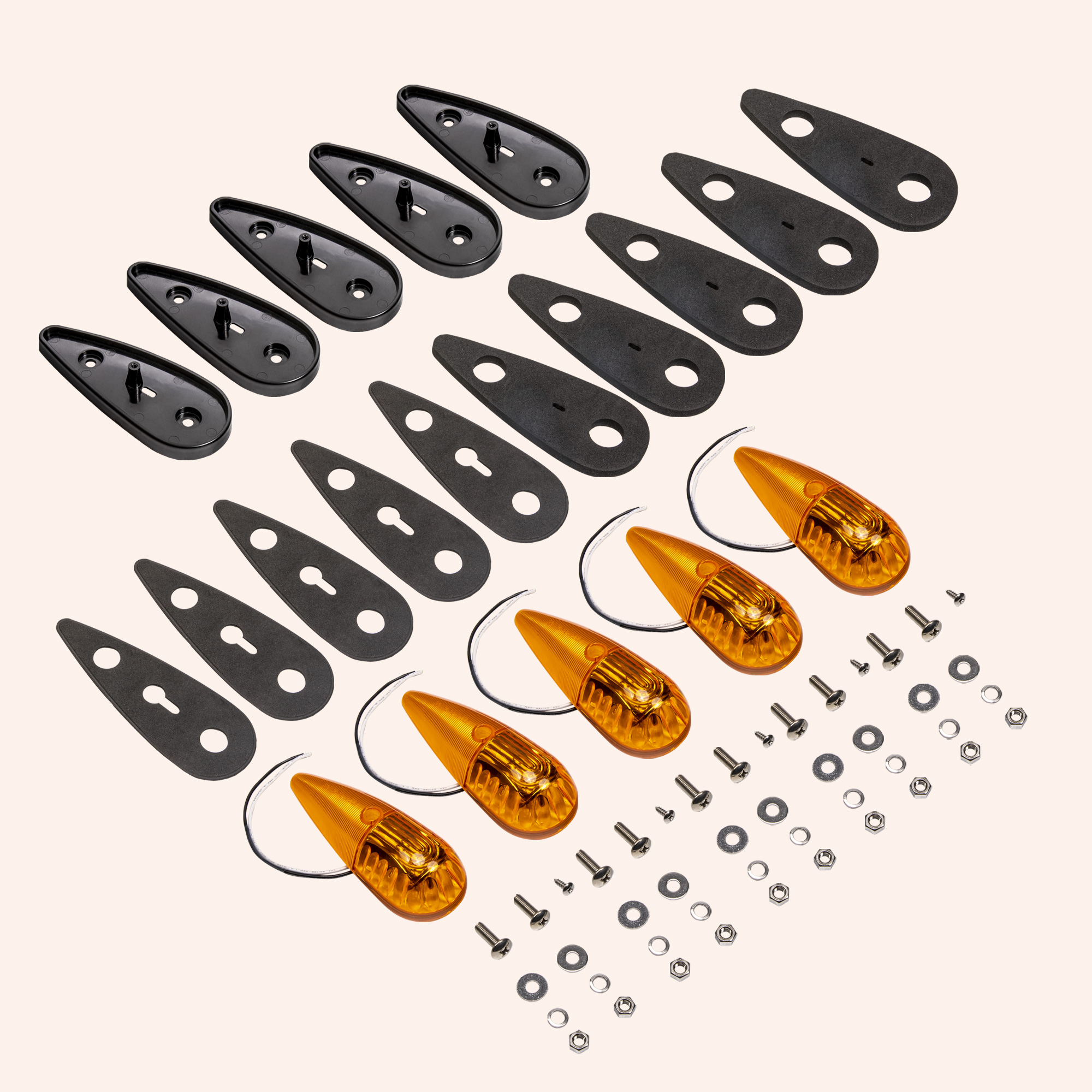 Tbest 5st Cab Marker Light Amber Teardrop - 24V Universeel Voor Vrachtwagens En RV