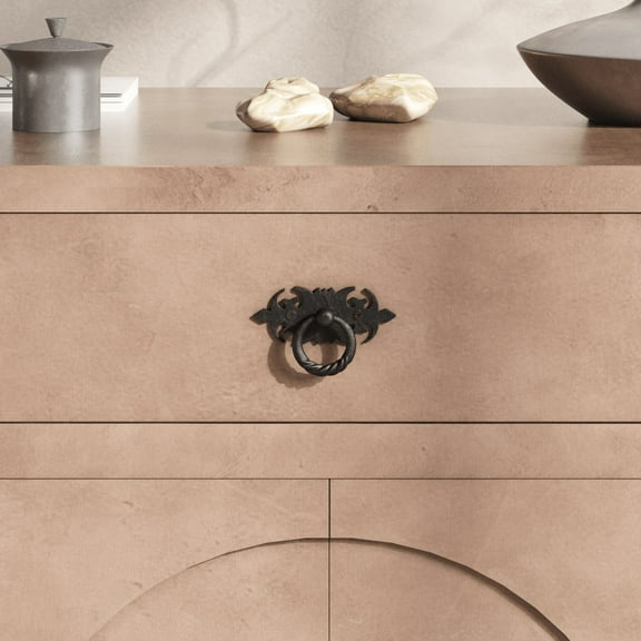 Renovators Supply Cabinet Handles 3.5" Wrought Iron Black Drawer Pulls Antique Kitchen Cabinet Handles w/Screws