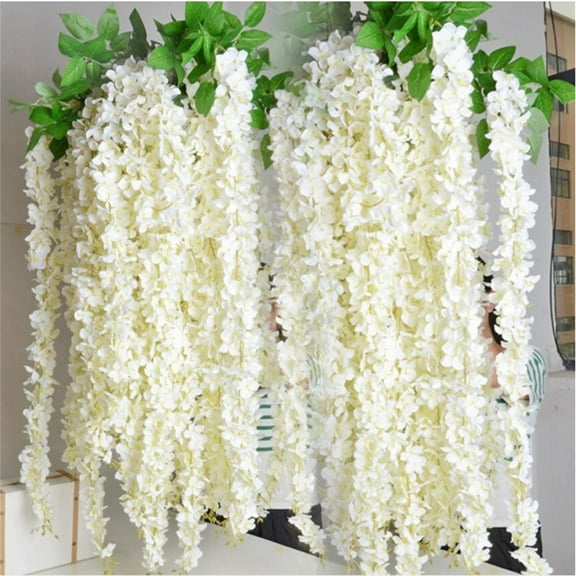 Hydrangea Artificial Flowers Simulation Hydrangea Rattan Wisteria Flower Decoration Flower String Home Ceiling Fake Flower Wedding Hanging Violet Wall Hanging (White)