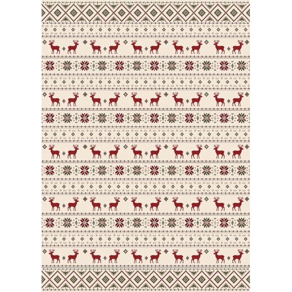 Wondiair 5x7 Christmas Rug for Living Room, Reindeer Snowflake Holiday Area Rug, Washable Non Slip Carpet for Bedroom Kitchen, Beige