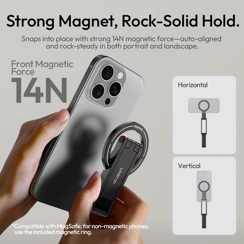 Ulanzi MA60 Ultra-Slim Magnetic Phone Tripod: 0.8cm Foldable Desktop Stand for Livestreaming & Vlogging