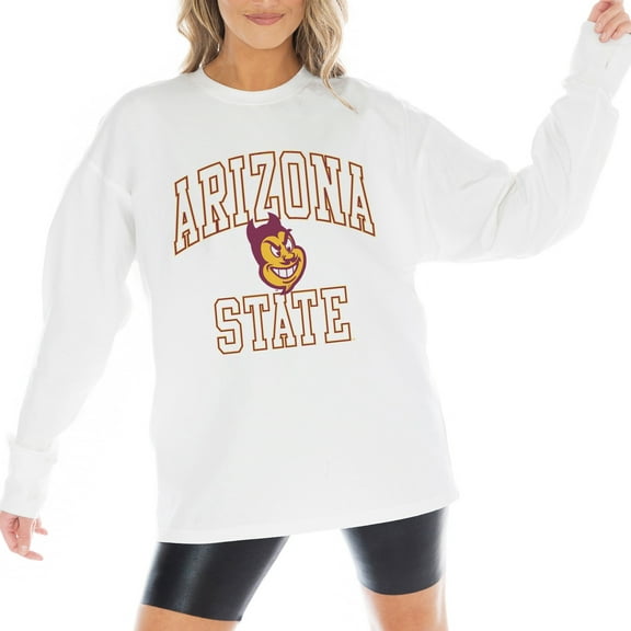 Women's Gameday Couture White Arizona State Sun Devils Mind Games Oversized Long Sleeve T-Shirt