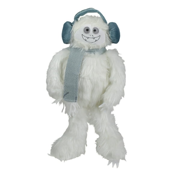Northlight Plush Sitting Yeti with Earmuffs Christmas Figure - 18" - White and Blue