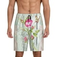 thumbnail image 2 of Daiia Vintage Wood Background with Floral Mens Woven Stretch Pajama Short,Short Pajama Pants-4X-Large, 2 of 9