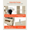 thumbnail image 5 of VEVOR Closet System with 2 Drawers, Adjustable Height Wooden Closet Organizers, Modern Walk-in Wardrobe Organization with 5 Retractable Clothes Hanger Rods, Freestanding Garment Rack Storage, Grey, 5 of 9