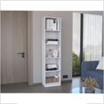 thumbnail image 2 of JERFIT 5 Tier Bookshelf, Tall Narrow Bookcase with 5 Shelves for Storage, Slim Freestanding Shelf Organizer for Office, Living Room, Bedroom, White, 2 of 5