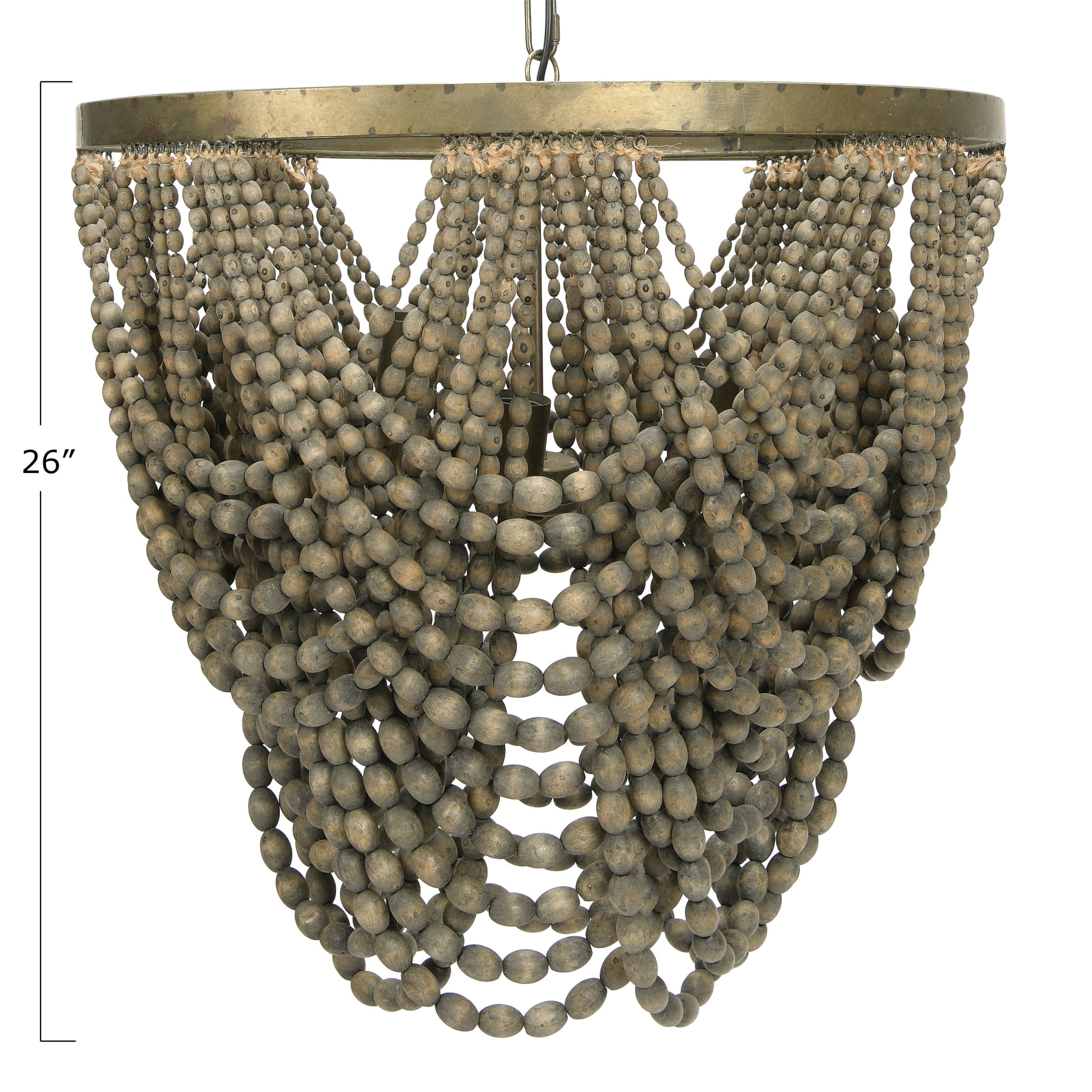 Creative Co-Op 2-Tier Draped Wood Bead Chandelier