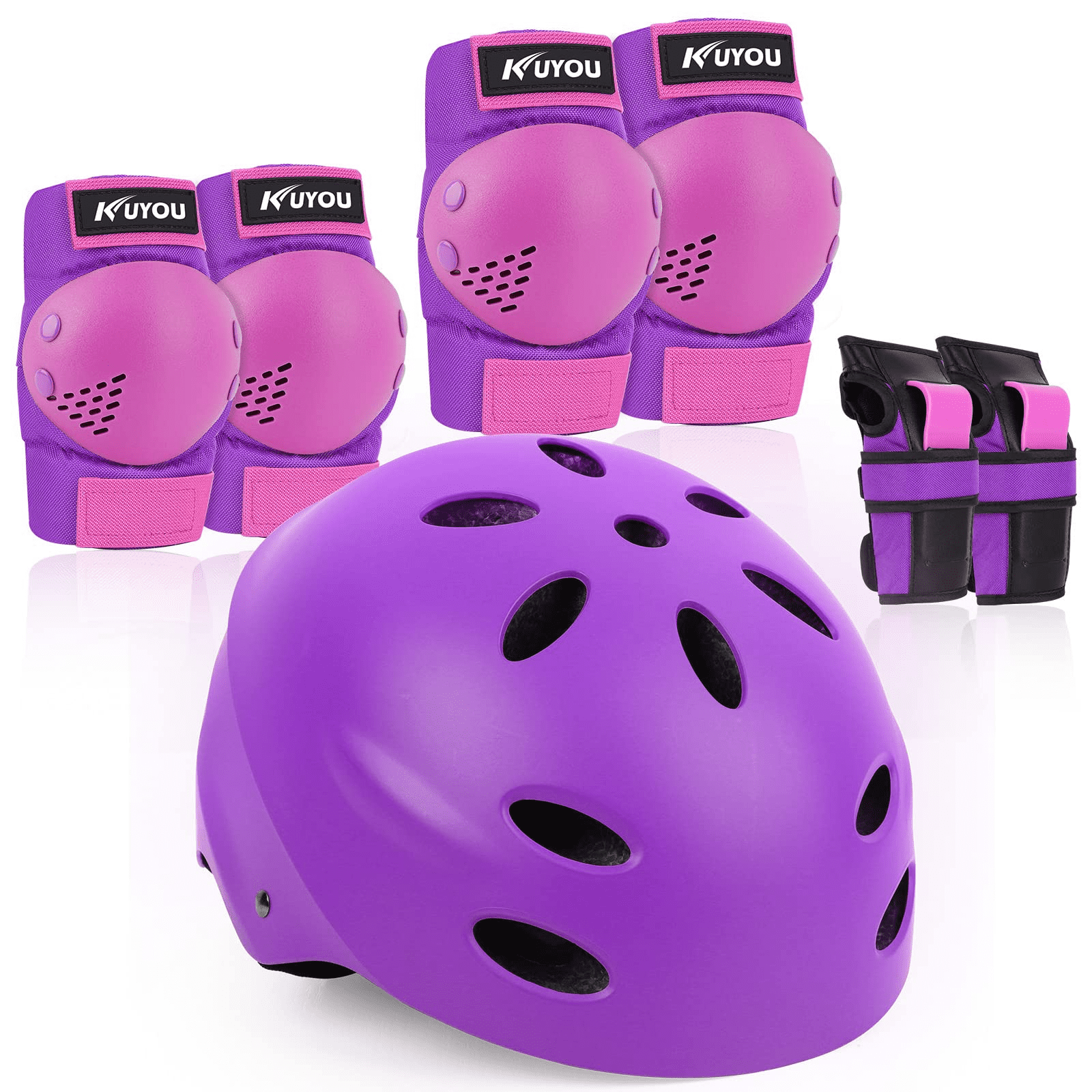 Kuyou Childs Helmet With Adjustable Size ABS Shell for Skateboard Ski Skating Roller Protective Gear Suitable Kids and Youth