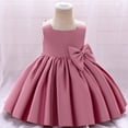 thumbnail image 5 of WREESH Toddler Girls Formal Dress Prom Dress Solid Color Satin Embroidery Rhinestone Bowknot Birthday Party Gown Long Dresses Hot Pink, 5 of 8