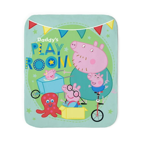 CafePress - Peppa Pig: Daddy's Play Room - Sherpa Fleece Throw Blanket 60" x 50"