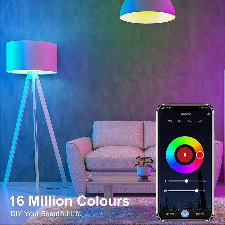 A15 LED Smart Bulb, 5W=40W,Compatible with Alexa, Google Assistant, E12  Base, Dimmable, 2.4G WiFi ONLY, RGB Color Changing, Tunable White  2700K-6500K, Globe Shape, G45 Ceiling Fan Light Bulbs 4 Pack 